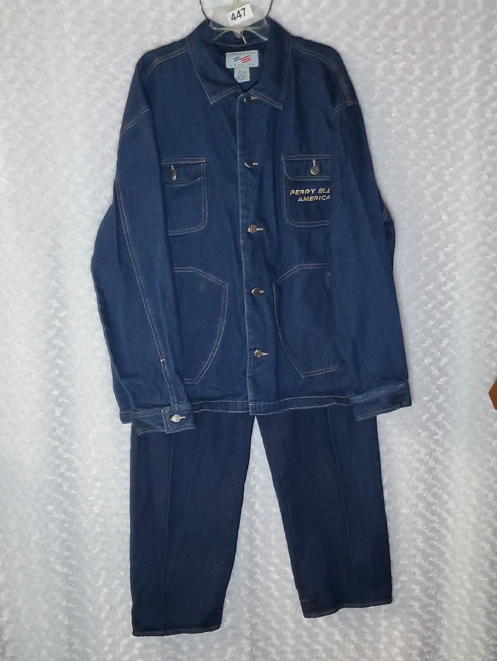 Vintage Perry Ellis Dark Blue Denim Jacket and Pants Set jacket XL pants 32